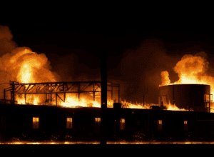 Масштабна пожежа охопила склад у промисловій зоні Кобо Кальєха, Фуенлабрада