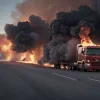 Вибух та пожежа на трасі A-6 в Іспанії: загорівся вантажівка з фарбою та шинами